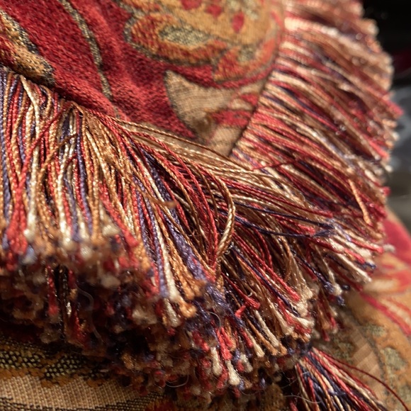 Chenille red, hold and tan accent pillows - Picture 8 of 9